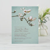 Blauwgroen en witte uitnodiging tot weddenschap (Staand voorkant)