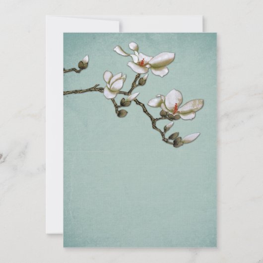 Blauwgroen en witte uitnodiging tot weddenschap (Achterkant)