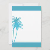 Blauwgroen en witte uitnodiging voor tropische pal (Achterkant)