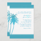 Blauwgroen en witte uitnodiging voor tropische pal (Voorkant / Achterkant)