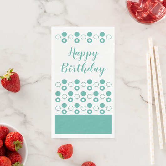 Blauwgroen en witte verjaardag servet (Insitu)
