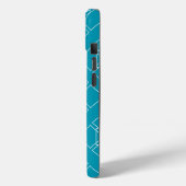 Blauwgroen en witte vierkante bloemblaadjes Case-Mate iPhone case (Achterkant / Links)