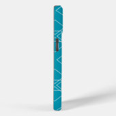 Blauwgroen en witte vierkante bloemblaadjes Case-Mate iPhone case (Achterkant / Rechts)