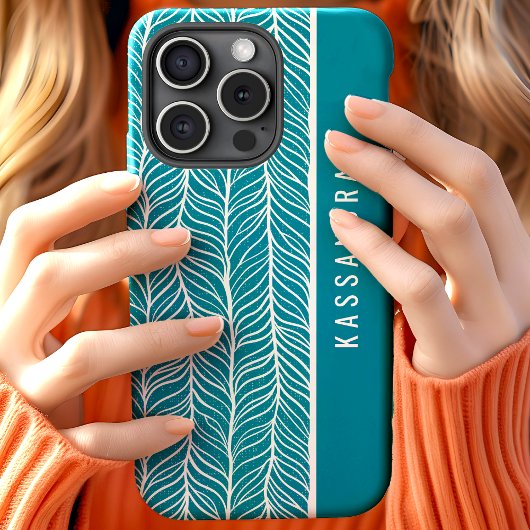 Blauwgroen en witte visgraat gepersonaliseerde naa Case-Mate iPhone case