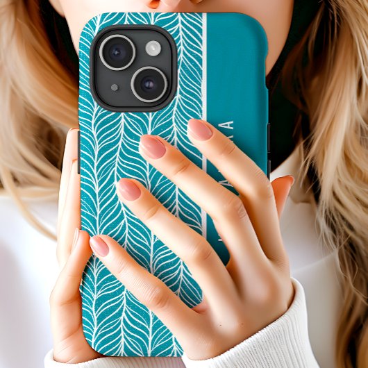 Blauwgroen en witte visgraat gepersonaliseerde naa Case-Mate iPhone case