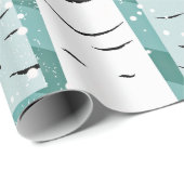 Blauwgroen en witte vogelboom in de winterkunst cadeaupapier (Rol Hoek)