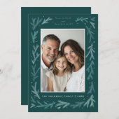 Blauwgroen en witte vrede op aarde en goede wil vo feestdagenkaart (Voorkant / Achterkant)