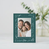 Blauwgroen en witte vrede op aarde en goede wil vo feestdagenkaart (Staand voorkant)