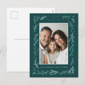 Blauwgroen en witte vrede op aarde en goede wil vo feestdagenkaart (Voorkant / Achterkant)