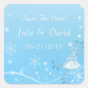 Blauwgroen en witte winter Save the Date Wedding Vierkante Sticker