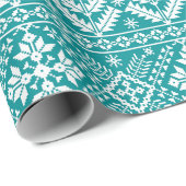 Blauwgroen en witte winterfeestdag cadeaupapier (Rol Hoek)