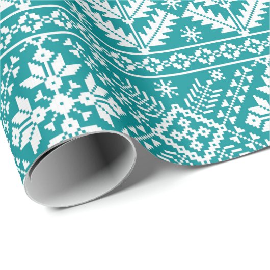 Blauwgroen en witte winterfeestdag cadeaupapier (Rol Hoek)