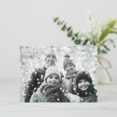 Blauwgroen en witte wintersneeuwvlokken Holiday Fo Kaart (Staand voorkant)