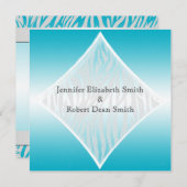 Blauwgroen en witte Zebra Diamond Weddenschap Kaart (Voorkant / Achterkant)