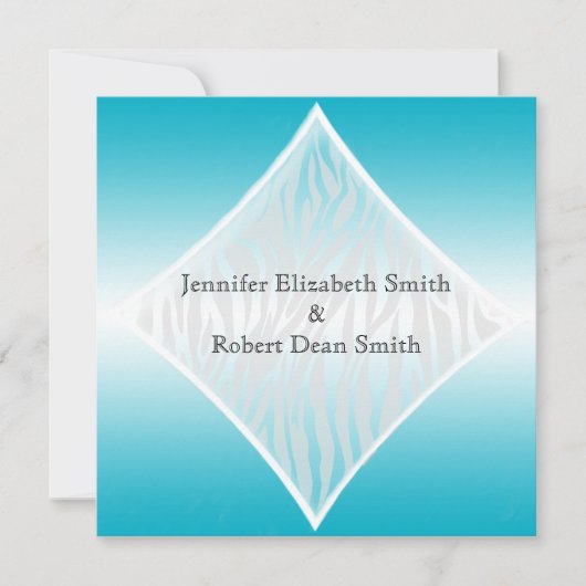Blauwgroen en witte Zebra Diamond Weddenschap Kaart (Voorkant)