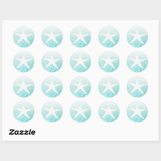 Blauwgroen en witte zeesterren Stickers (Vel)