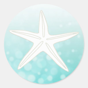 Blauwgroen en witte zeesterren Stickers