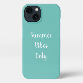Blauwgroen en witte zomervirussen alleen Typografi iPhone 13 Hoesje