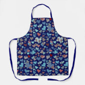 Blauwgroen en zeemleder, hartpatroon donkerder, fi schort (Voorkant)