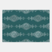 Blauwgroen en zilver Abstract Boho Patroon Inpakpapier Vel (Voorkant)