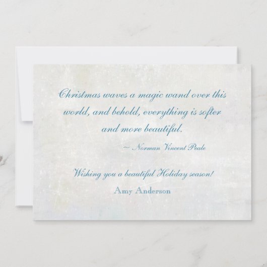 Blauwgroen en zilver feestdagenkaart (Achterkant)