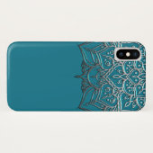 Blauwgroen en zilver Mandala Elegant Minimal Moroc Case-Mate iPhone Case (Achterkant (horizontaal))