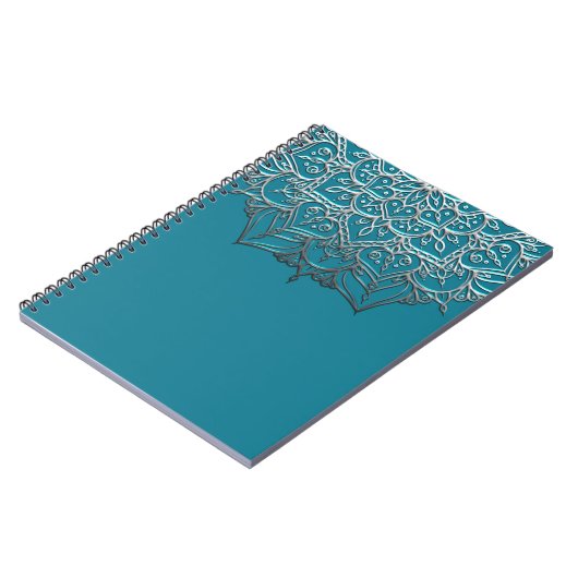 Blauwgroen en zilver Mandala Elegant Minimal Moroc Notitieboek (Linkerzijde)