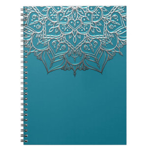 Blauwgroen en zilver Mandala Elegant Minimal Moroc Notitieboek