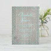 Blauwgroen en zilverbijsterende Barn Wood Wedding- Kaart (Staand voorkant)