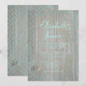 Blauwgroen en zilverbijsterende Barn Wood Wedding- Kaart (Voorkant / Achterkant)