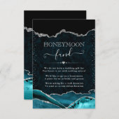 Blauwgroen en zilveren agaat bruiloft huwelijksrei informatiekaartje (Voorkant / Achterkant)