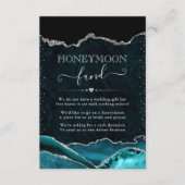 Blauwgroen en zilveren agaat bruiloft huwelijksrei informatiekaartje (Voorkant)