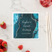 Blauwgroen en Zilveren Agaat Marmer Zoet Zestien Servet (Insitu)