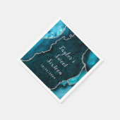 Blauwgroen en Zilveren Agaat Marmer Zoet Zestien Servet (Hoek)