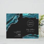 blauwgroen en zilveren agaat service menubrochure (Staand voorkant)