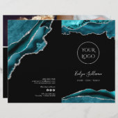 blauwgroen en zilveren agaat service menubrochure (Voorkant / Achterkant)