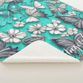 Blauwgroen en Zilveren Butterflies Gepersonaliseer Sherpa Deken (3/4)
