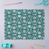 Blauwgroen en zilveren Decoupage van het Patroon v Tissuepapier (Craft)