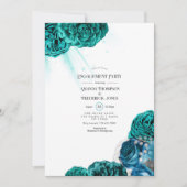 Blauwgroen en zilveren Floral Wedding Engagement P Kaart (Voorkant)