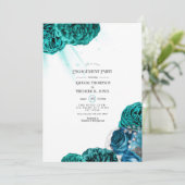 Blauwgroen en zilveren Floral Wedding Engagement P Kaart (Staand voorkant)