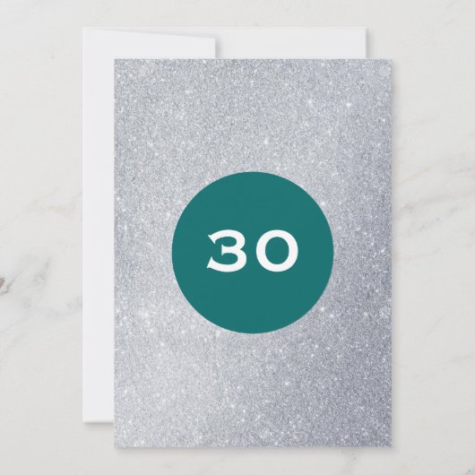 Blauwgroen en zilveren Glitter Surprise Party Verj Kaart (Achterkant)