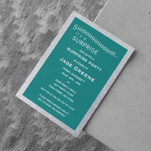 Blauwgroen en zilveren Glitter Surprise Party Verj