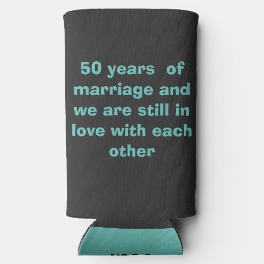 Blauwgroen en zilveren harten , 50ste trouwdag seltzer blikjeskoeler (Achterkant)