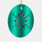 Blauwgroen en zilveren Kerstmis Keramisch Ornament (Rechts)