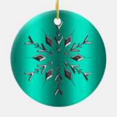 Blauwgroen en zilveren Kerstmis Keramisch Ornament (Achterkant)