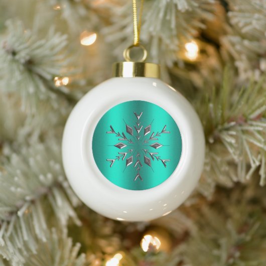 Blauwgroen en zilveren Kerstmis Keramische Bal Ornament (Boom)