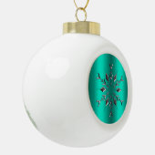 Blauwgroen en zilveren Kerstmis Keramische Bal Ornament (Links)