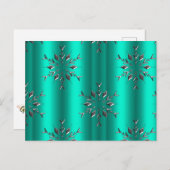 Blauwgroen en zilveren kerststerren briefkaart (Voorkant / Achterkant)