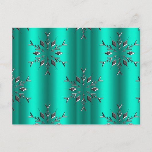 Blauwgroen en zilveren kerststerren briefkaart (Voorkant)