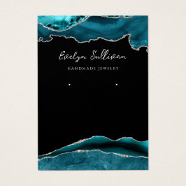 Blauwgroen en zilveren sieraden visitekaartje